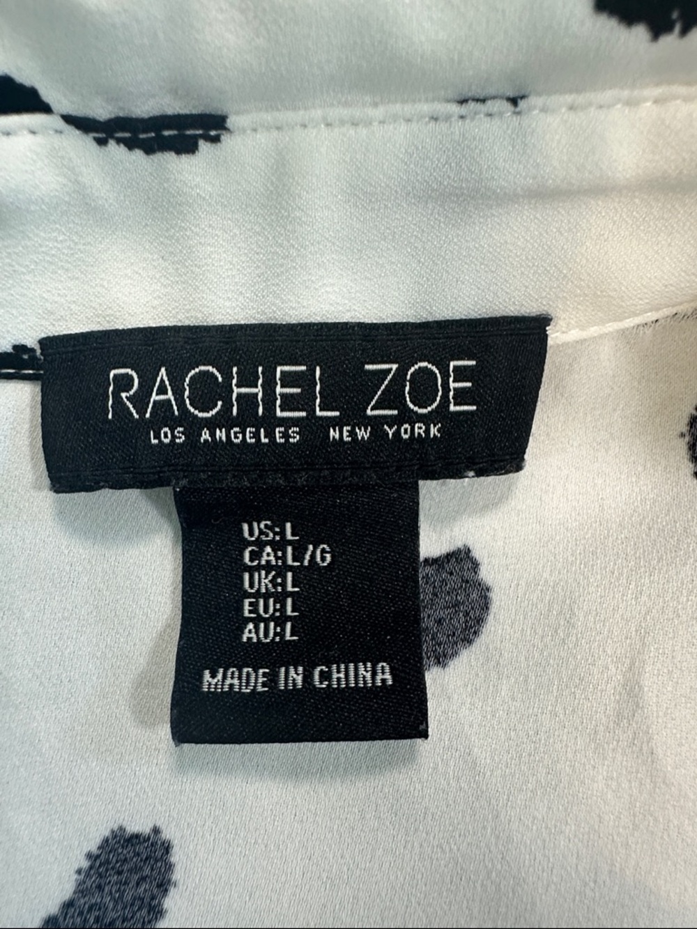 Rachel Zoe Black and White Dalmatian Print Button-Up Shirt (L) - Picture 3 of 7